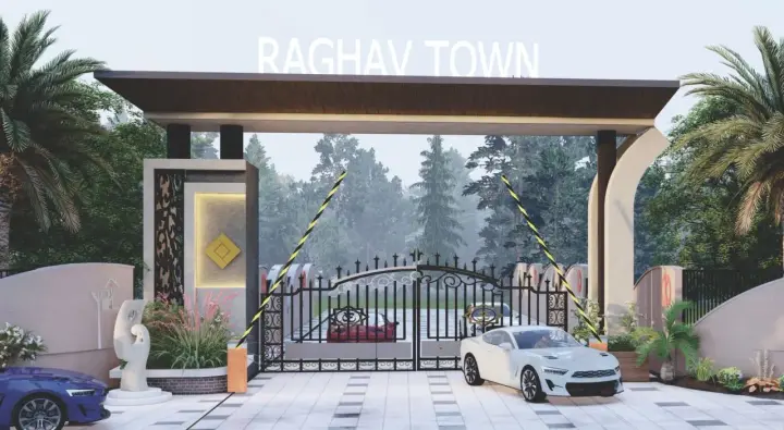 Aerial view of Raghav Town plotted township on 100ft Sirani Road, Kalwara, Jaipur