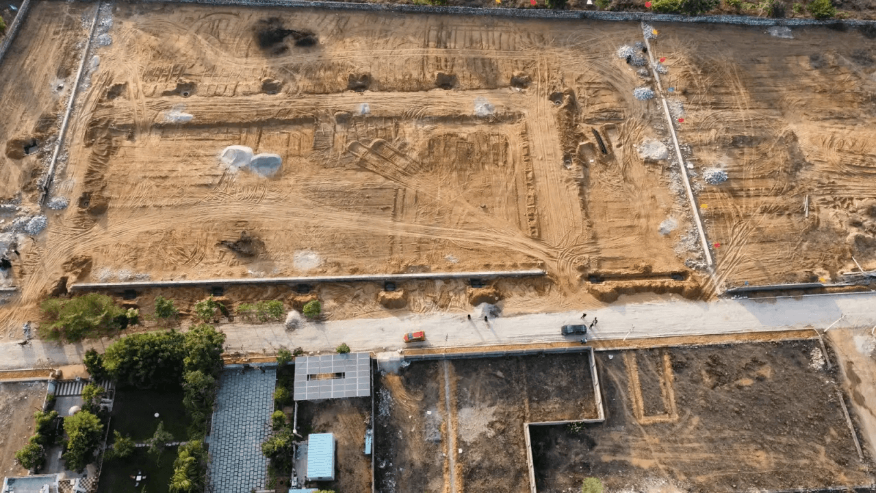 Short aerial view of plotted township on Ajmer Road–Ring Road growth corridor, Jaipur