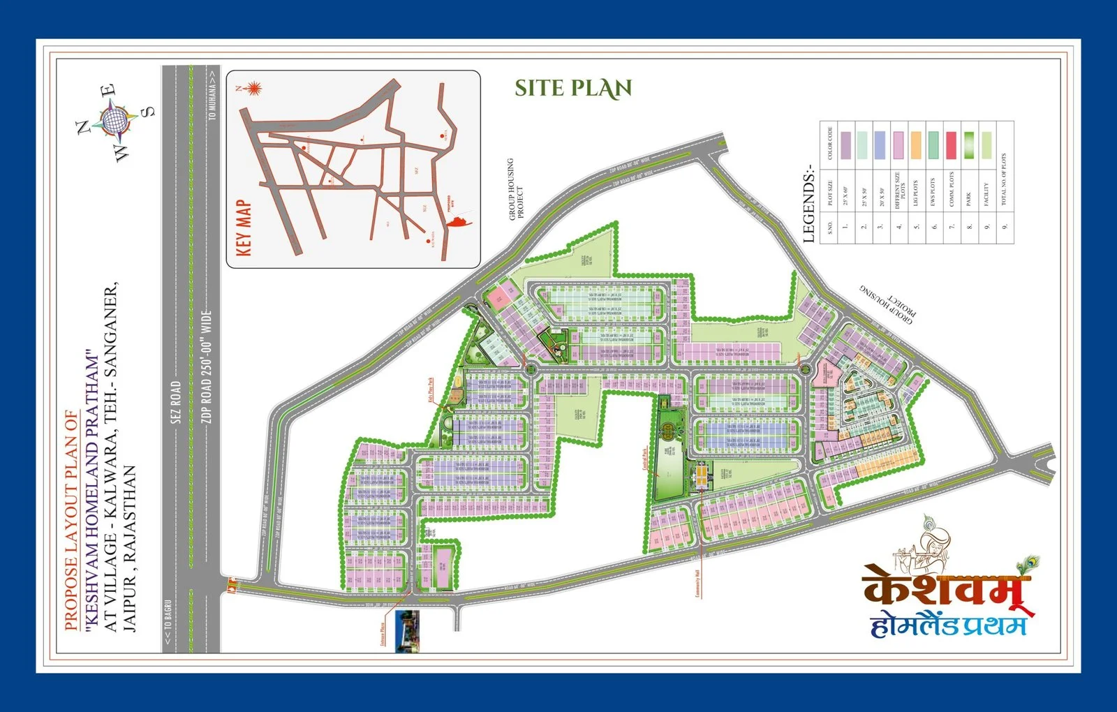 Site Plan for a township named Keshavam Homeland Pratham in Jaipur
